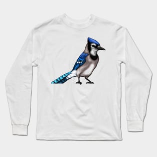 Cute Blue Jay Drawing Long Sleeve T-Shirt